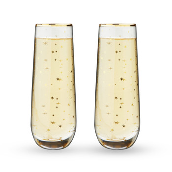 Starlight Stemless Champagne Flutes by Twine Living, Set of 2