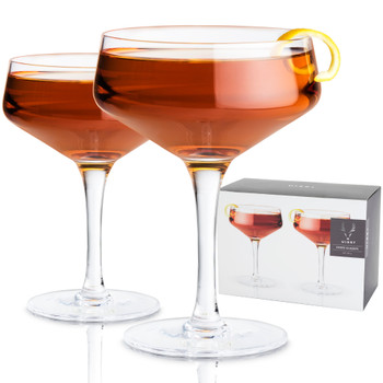 Angled Crystal Coupe Glasses by Viski, Set of 2