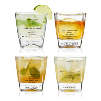 Recipe Rocks Glasses by True, Set of 4