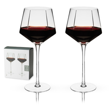 Viski Laurel Red Wine Glasses, Crystal Stemmed Tumblers Glassware for Wine  or Cocktails, Top Rack Dishwasher Safe, 18 Oz, Set of 2