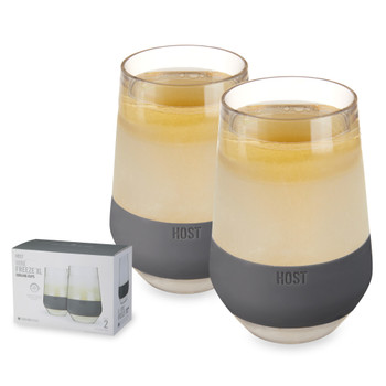 Wine FREEZE XL in Gray Wine Glasses by Host, Set of 2