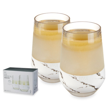 Wine FREEZE XL in Marble Wine Glasses by Host, Set of 2