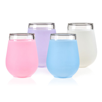 Silicone Wrapped Stemless Wine Glasses by True, Set of 4