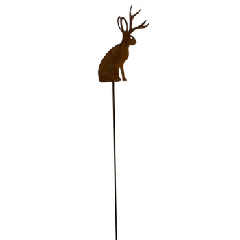 Jackalope Rusted Metal Garden Stake