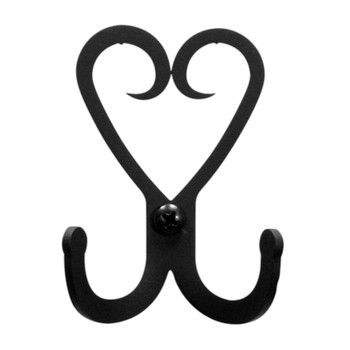 Heart Double Black Metal Wall Hook