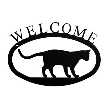 Cat at Play Metal Welcome Sign - Small