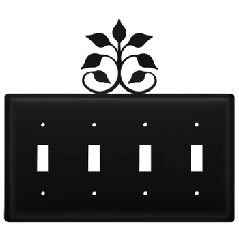 Leaf Fan Quad Toggle Metal Switch Plate Cover