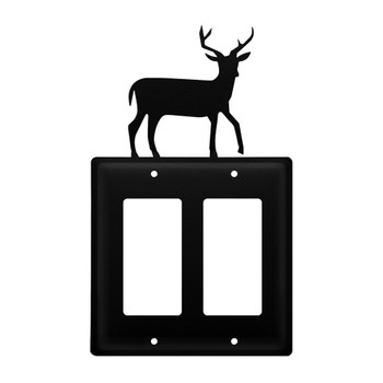 Deer Double Rocker (GFCI) Metal Switch Plate Cover