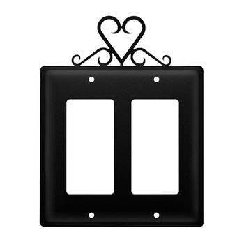 Heart Double Rocker (GFCI) Metal Switch Plate Cover