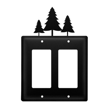 Pine Trees Double Rocker (GFCI) Metal Switch Plate Cover