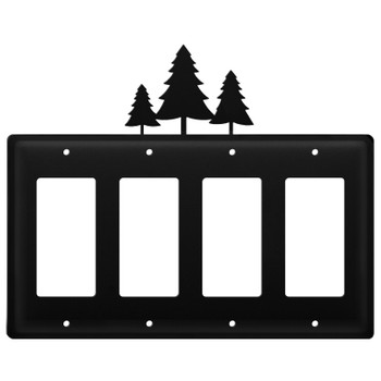 Pine Trees Quad Rocker (GFCI) Metal Switch Plate Cover