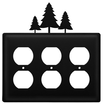 Pine Trees Triple Metal Outlet Cover