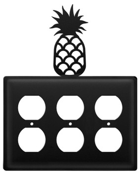 Pineapple Triple Metal Outlet Cover