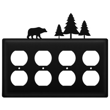 Bear & Pine Trees Quad Metal Outlet Cover
