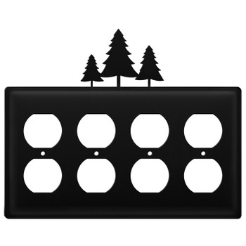 Pine Trees Quad Metal Outlet Cover