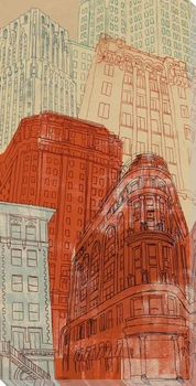 Tall Buildings Cityscape II Wrapped Canvas Giclee Print Wall Art