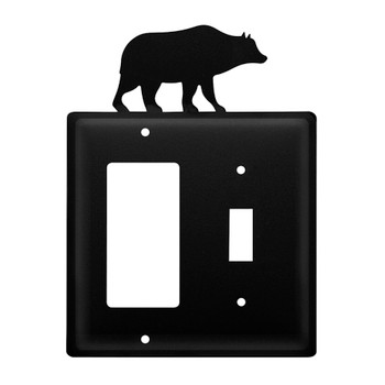 Double Combo Bear Single Rocker (GFCI) & Single Switch Metal Switch Plate Cover