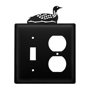 Double Combo Loon Single Switch & Single Outlet Metal Switch Plate Cover