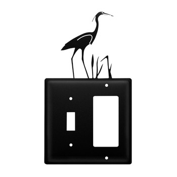 Double Combo Heron Single Switch & Single Rocker (GFCI) Metal Switch Plate Cover