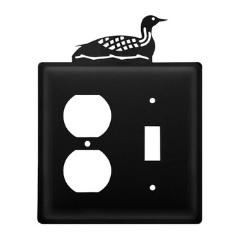 Double Combo Loon Single Outlet & Single Switch Metal Switch Plate Cover