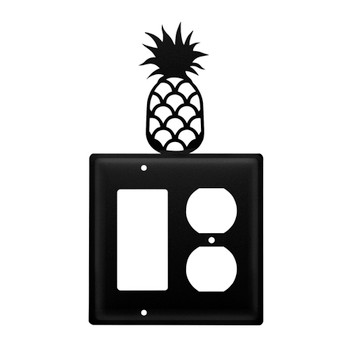 Double Combo Pineapple Single Rocker (GFCI) & Single Outlet Metal Switch Plate Cover