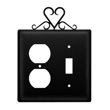 Double Combo Heart Single Outlet & Single Switch Metal Switch Plate Cover