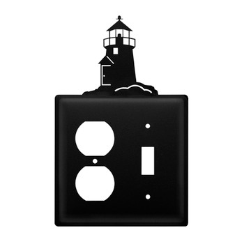 Double Combo Lighthouse Single Outlet & Single Switch Metal Switch Plate Cover