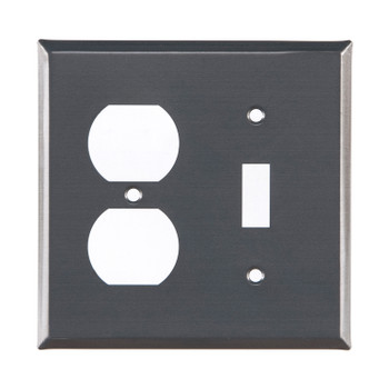 Double Combo Plain Single Outlet & Single Toggle Tin Switch Plate Cover in Country Tin