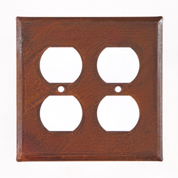 Plain Double Tin Outlet Cover in Rustic Tin