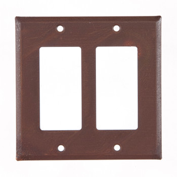 Plain Double Rocker (GFCI) Tin Switch Plate Cover in Rustic Tin
