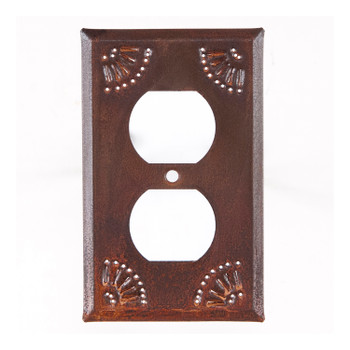 Chisel Punched Single Tin Outlet Cover in Rustic Tin