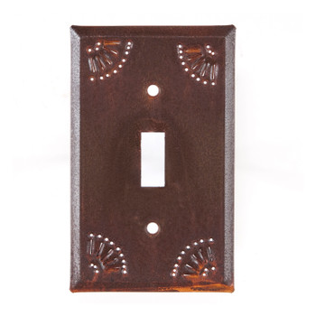 Chisel Punched Single Toggle Tin Switch Plate Cover in Rustic Tin