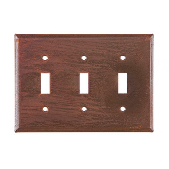 Plain Triple Toggle Tin Switch Plate Cover in Rustic Tin