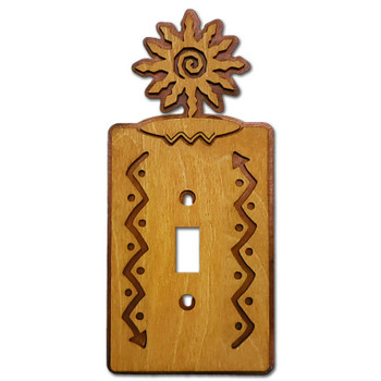 12 Point Sunburst Single Toggle Arrows Metal & Wood Switch Plate Cover