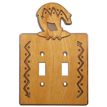 Bear Double Toggle Arrows Metal & Wood Switch Plate Cover