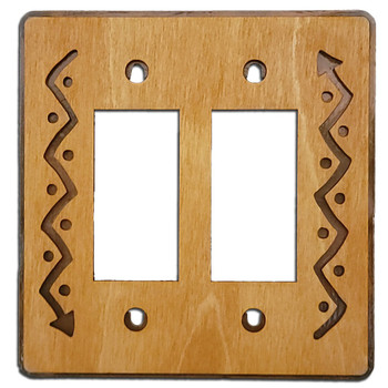Plain Double Rocker (GFCI) Arrows Metal & Wood Switch Plate Cover