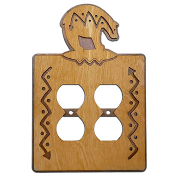 Bear Arrows Metal & Wood Double Outlet Cover