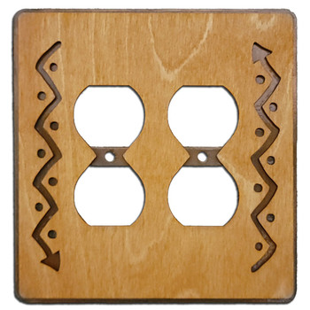 Plain Arrows Metal & Wood Double Outlet Cover