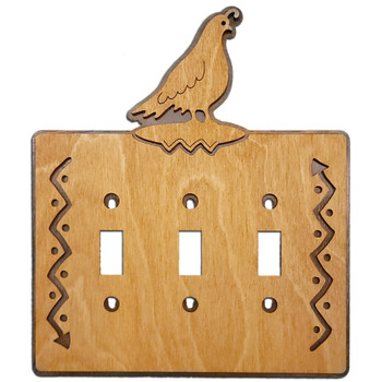 Quail Triple Toggle Arrows Metal & Wood Switch Plate Cover