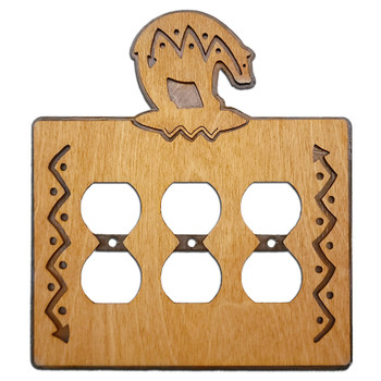 Bear Arrows Metal & Wood Triple Outlet Cover