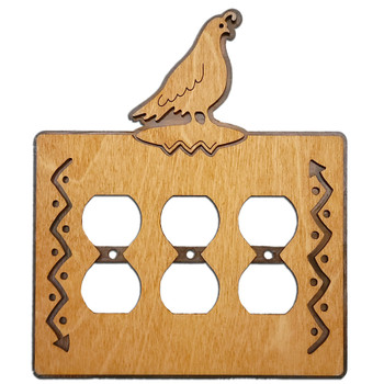 Quail Arrows Metal & Wood Triple Outlet Cover