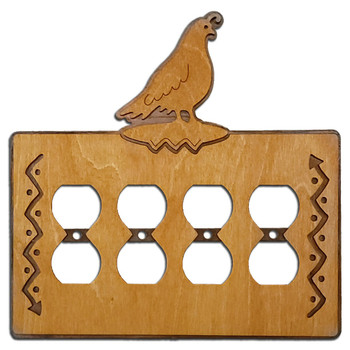 Quail Arrows Metal & Wood Quad Outlet Cover