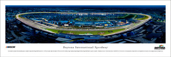 Daytona International Speedway Night Race Aerial Panoramic Art Print