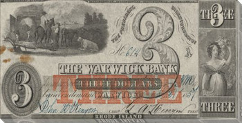 Old Three Dollar Bill Wrapped Canvas Giclee Print Wall Art