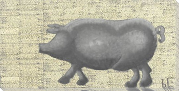 Porc Pig Walking Wrapped Canvas Giclee Print Wall Art