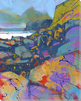 Morfa Cove Rocks Wrapped Canvas Giclee Art Print Wall Art
