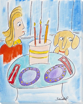 Birthday Dog Wrapped Canvas Giclee Art Print Wall Art