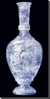 Blue and White Cerulean Vase 5 Wrapped Canvas Giclee Art Print Wall Art