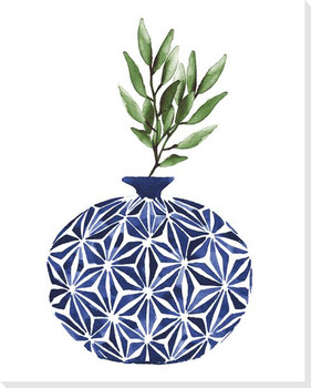 Cobalt Geometric Vases IV Wrapped Canvas Giclee Art Print Wall Art