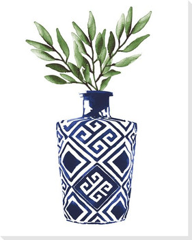 Cobalt Geometric Vases III Wrapped Canvas Giclee Art Print Wall Art